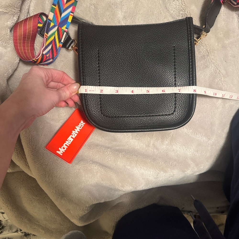 Montana West || NWT Black Crossbody Bag with Multicolor Strap - Picture 8 of 9